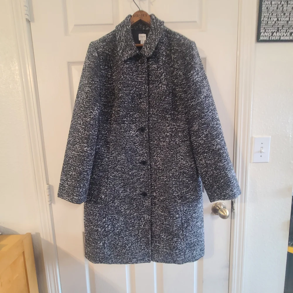 J. Crew Black and White Marled Pea Coat - Picture 11 of 16
